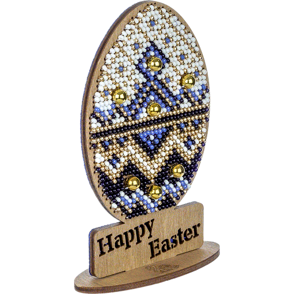 Wooden Bead Embroidery Kit &ndash; &ldquo;Easter Egg &ndash; Happy Easter&rdquo; FLK-436