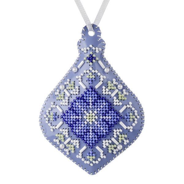 Faux Leather Bead Embroidery Kit &ndash; &ldquo;Icicle Christmas Ornament&rdquo; (Double-Sided) FLBB-165 Light Blue