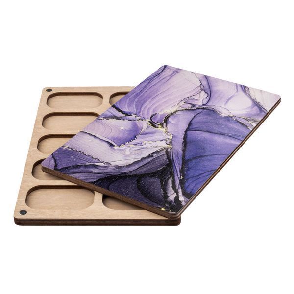 Bead Organizer With Wooden Lid &ndash; &ldquo;Purple Petals, Rectangular&rdquo; FLZB-210