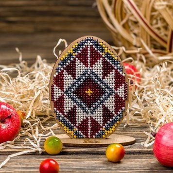 Wooden Bead Embroidery Kit &ndash; &ldquo;Easter Egg&rdquo; FLK-256