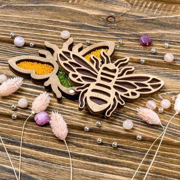 Wooden-Lid Bead Organizer &ndash; &ldquo;Bee&rdquo; FLZB-106