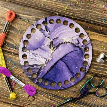 Floss Organizer &ndash; &ldquo;Purple Petals, Round&rdquo; FLZ(P)-073