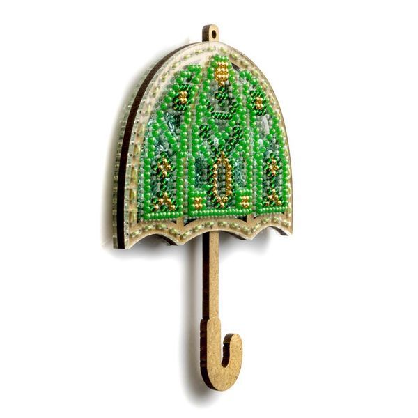 Bead Embroidery Kit (Plastic Base) &ndash; &ldquo;Christmas Ornament &ndash; Green Umbrella&rdquo; (Double-Sided) FLPL-071