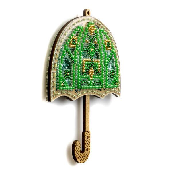 Bead Embroidery Kit (Plastic Base) &ndash; &ldquo;Christmas Ornament &ndash; Green Umbrella&rdquo; (Double-Sided) FLPL-071