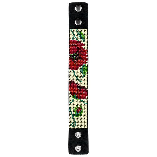 Faux Leather Bead Embroidery Kit &ndash; &ldquo;Bracelet&rdquo; (3 &times; 22 cm) FLBB-038 Black