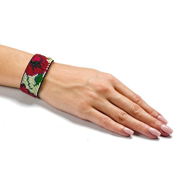 Faux Leather Bead Embroidery Kit &ndash; &ldquo;Bracelet&rdquo; (3 &times; 22 cm) FLBB-038 Black