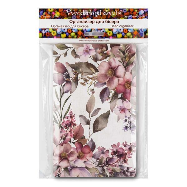 Bead Organizer With Wooden Lid &ndash; &ldquo;Flowers, Rectangular&rdquo; FLZB-211