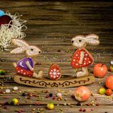 Wooden Bead Embroidery Kit &ndash; Rocking Ornament &ldquo;Bunnies in the Meadow&rdquo; FLK-438