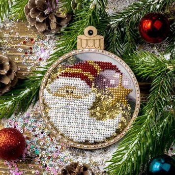 Bead Embroidery Kit (Plastic Base) &ndash; &ldquo;Christmas Ornament &ndash; Moonlit Night&rdquo; (Double-Sided) FLPL-061