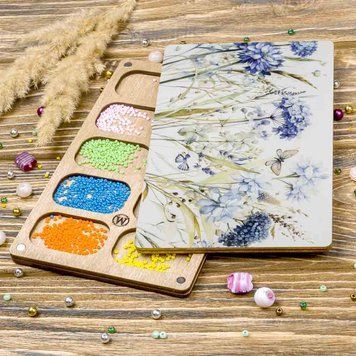 Bead Organizer With Wooden Lid &ndash; &ldquo;Butterfly Garden, Rectangular&rdquo; FLZB-212