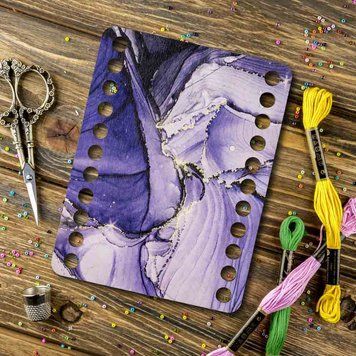 Floss Organizer &ndash; &ldquo;Purple Petals, Rectangular&rdquo; FLZ(P)-074