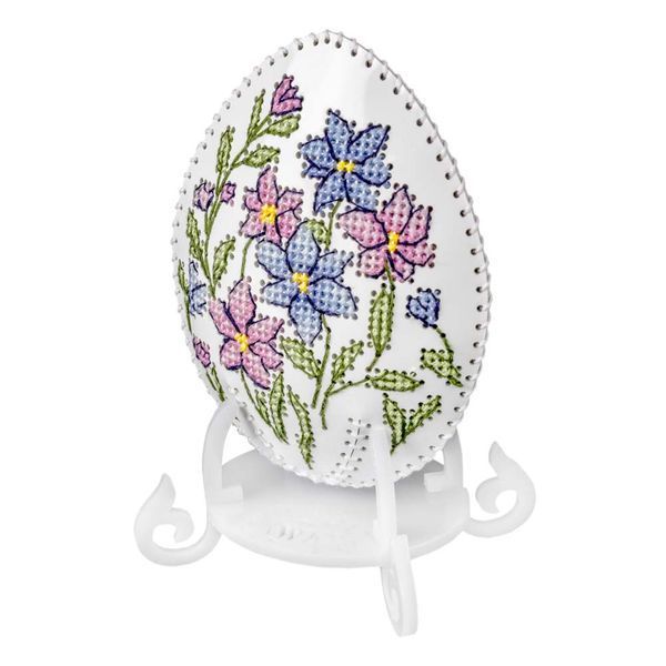 Faux Leather Cross-Stitch Kit &ndash; &ldquo;Egg with Floral Pattern&rdquo; FLHL-121
