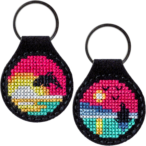Faux Leather Cross-Stitch Kit &ndash; &ldquo;Keychain&rdquo; FLHL-016 Black