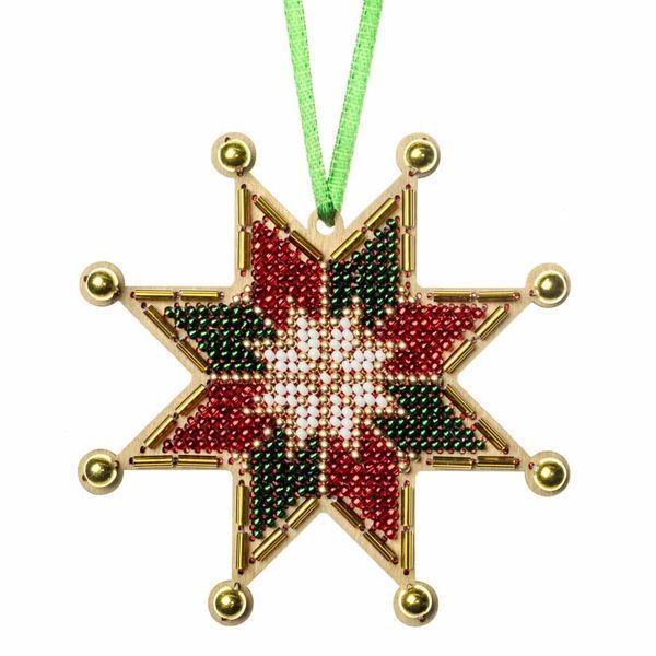 Wooden Bead Embroidery Kit &ndash; &ldquo;Christmas Ornament &ndash; Christmas Night&rdquo; FLK-596