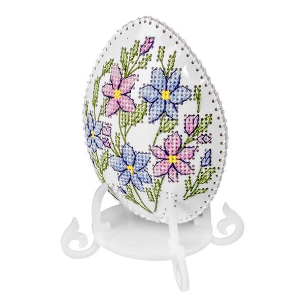 Faux Leather Cross-Stitch Kit &ndash; &ldquo;Egg with Floral Pattern&rdquo; FLHL-121