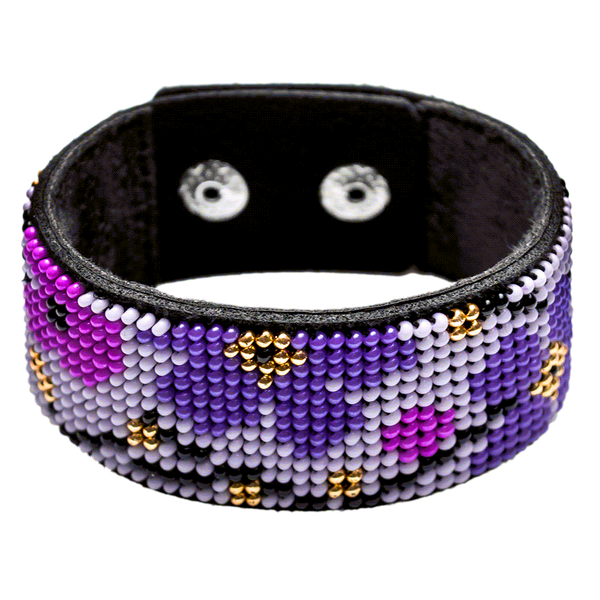 Faux Leather Bead Embroidery Kit &ndash; &ldquo;Bracelet&rdquo; (3 &times; 22 cm) FLBB-039 Black