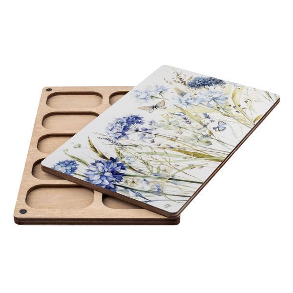 Bead Organizer With Wooden Lid &ndash; &ldquo;Butterfly Garden, Rectangular&rdquo; FLZB-212