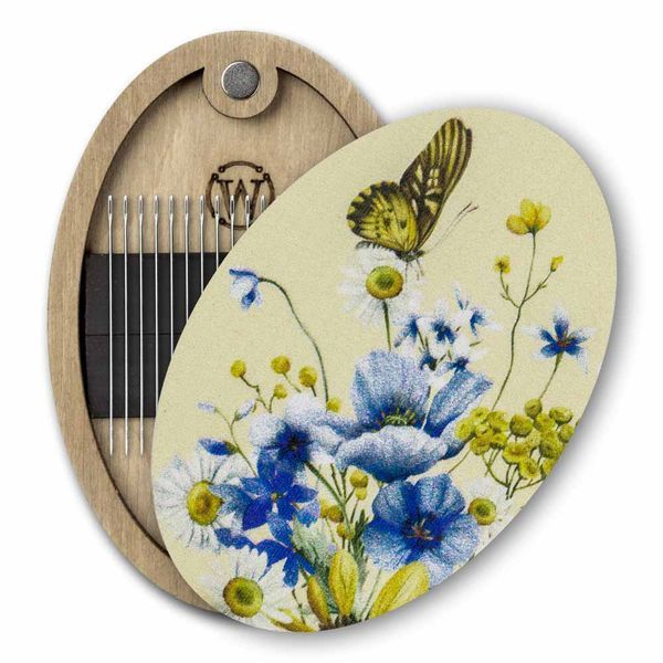 Magnetic Needle Case Oval &ndash; &ldquo;Wildflowers & Butterflies&rdquo; FLZB(N)-161