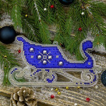 Bead Embroidery Kit (Plastic Base) &ndash; &ldquo;Christmas Ornament &ndash; Sleigh&rdquo; FLPL-055