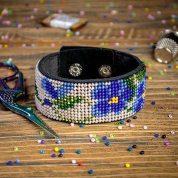 Faux Leather Bead Embroidery Kit &ndash; &ldquo;Bracelet&rdquo; (3 &times; 22 cm) FLBB-040 Black