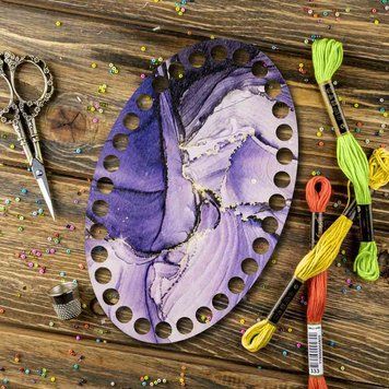 Floss Organizer &ndash; &ldquo;Purple Petals, Oval&rdquo; FLZ(P)-075