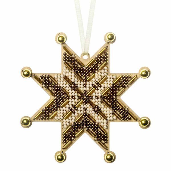 Wooden Bead Embroidery Kit &ndash; &ldquo;Christmas Ornament &ndash; Golden Glow&rdquo; FLK-597