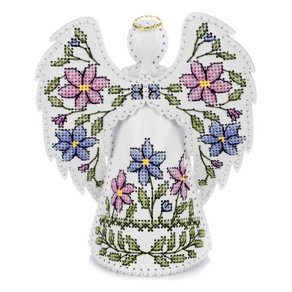Faux Leather Cross-Stitch Kit &ndash; &ldquo;Angel with Floral Pattern&rdquo; FLHL-122