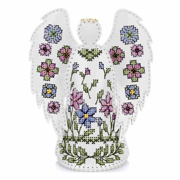 Faux Leather Cross-Stitch Kit &ndash; &ldquo;Angel with Floral Pattern&rdquo; FLHL-122