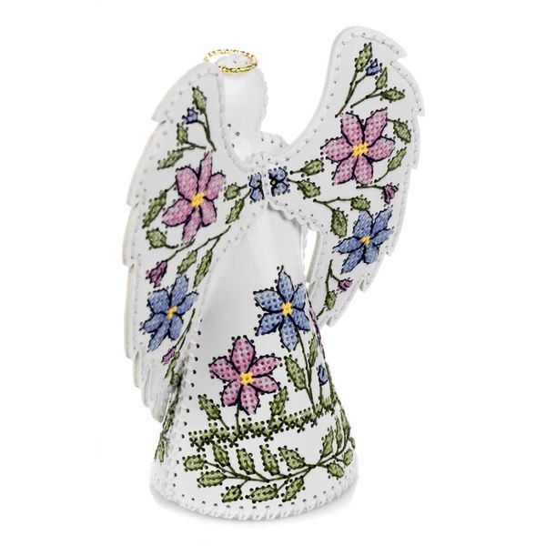Faux Leather Cross-Stitch Kit &ndash; &ldquo;Angel with Floral Pattern&rdquo; FLHL-122