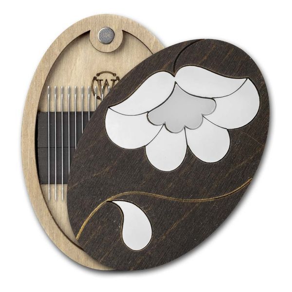 Magnetic Needle Case Oval &ndash; &ldquo;Silver Flower&rdquo; FLZB(N)-188