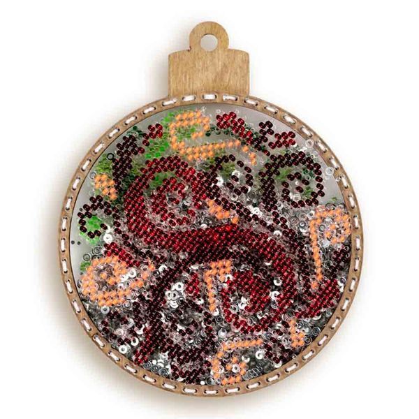 Bead Embroidery Kit (Plastic Base) &ndash; &ldquo;Christmas Ornament &ndash; Winter Twig&rdquo; (Double-Sided) FLPL-062