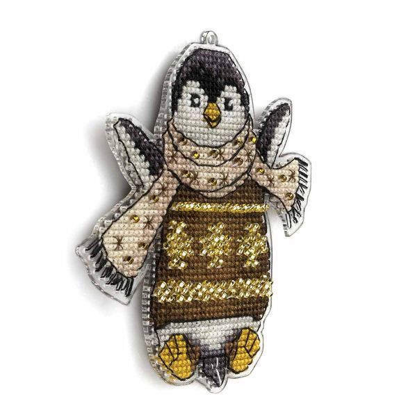 Plastic Cross-Stitch Kit &ndash; "Christmas Ornament &ndash; Penguin" FLX-017