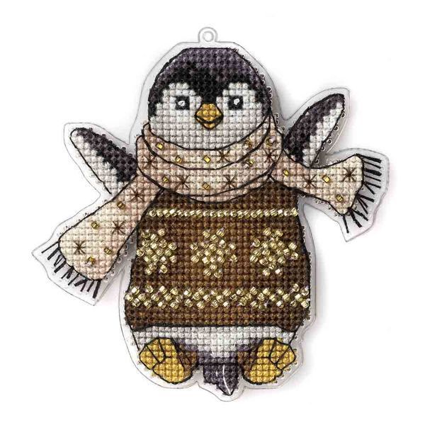 Plastic Cross-Stitch Kit &ndash; "Christmas Ornament &ndash; Penguin" FLX-017