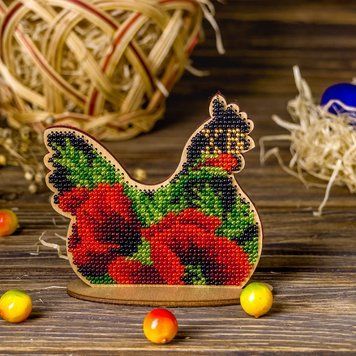 Wooden Bead Embroidery Kit &ndash; &ldquo;Hen&rdquo; FLK-158