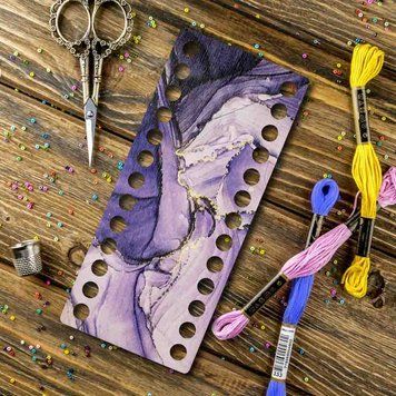 Floss Organizer &ndash; &ldquo;Purple Petals, Narrow Rectangular&rdquo; FLZ(P)-076