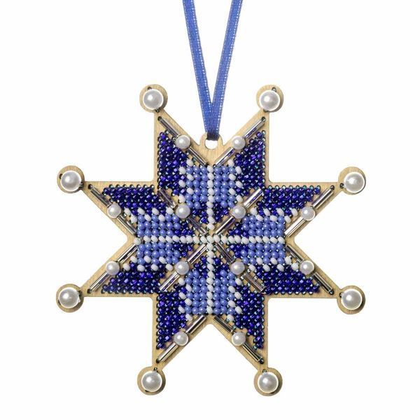 Wooden Bead Embroidery Kit &ndash; &ldquo;Christmas Ornament &ndash; Blue Eternity&rdquo; FLK-598