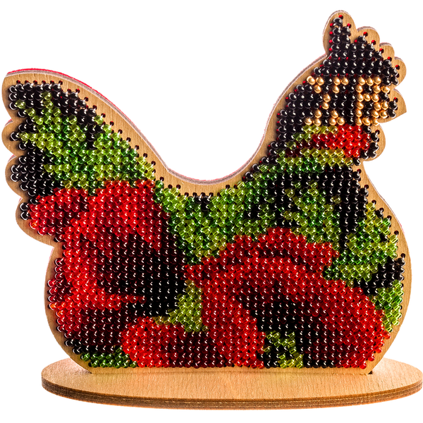 Wooden Bead Embroidery Kit &ndash; &ldquo;Hen&rdquo; FLK-158