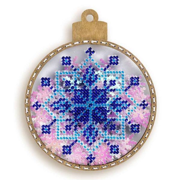 Bead Embroidery Kit (Plastic Base) &ndash; &ldquo;Christmas Ornament &ndash; Icy Pattern&rdquo; (Double-Sided) FLPL-063