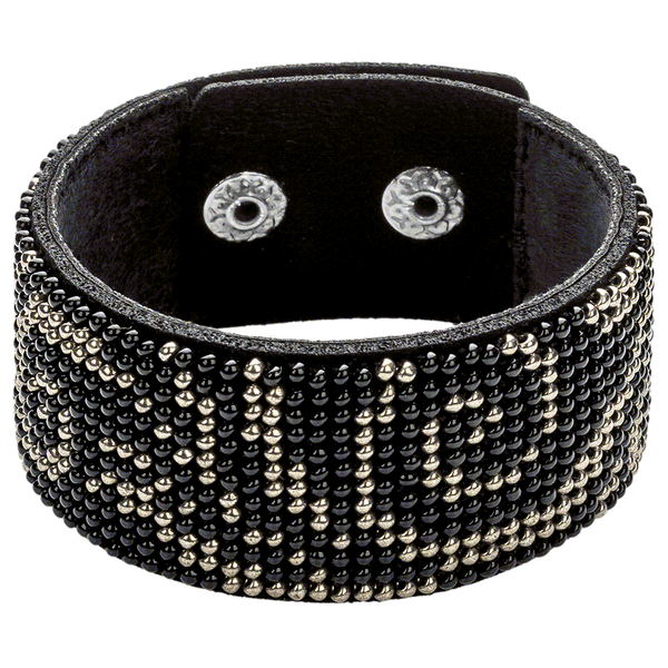 Faux Leather Bead Embroidery Kit &ndash; &ldquo;Bracelet&rdquo; (3 &times; 22 cm) FLBB-041 Black