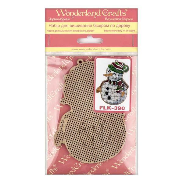 Wooden Bead Embroidery Kit &ndash; &ldquo;Christmas Ornament &ndash; Happy Snowman&rdquo; FLK-390