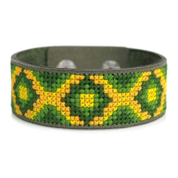 Faux Leather Cross-Stitch Kit &ndash; &ldquo;Bracelet&rdquo; (2.2 &times; 22 cm) FLHL-057 Khaki