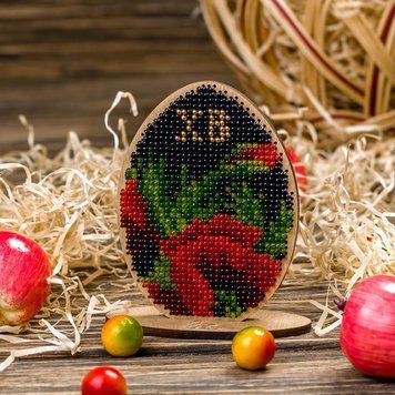 Wooden Bead Embroidery Kit &ndash; &ldquo;Easter Egg&rdquo; FLK-159