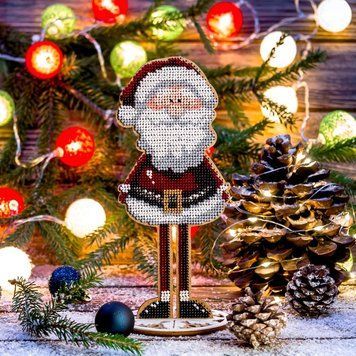 Wooden Bead Embroidery Kit &ndash; &ldquo;Santa Claus&rdquo; FLK-209