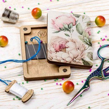 Magnetic Needle Case Rectangular &ndash; &ldquo;Peonies&rdquo; FLZB(N)-119