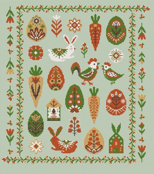 Cross-Stitch Pattern &ndash; "Easter sampler" OBP-006