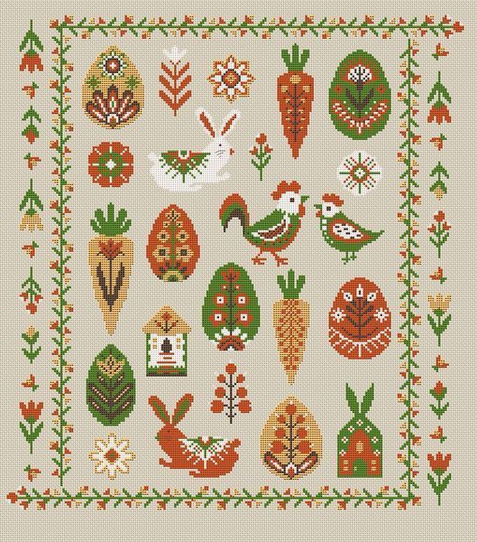 Cross-Stitch Pattern &ndash; "Easter sampler" OBP-006