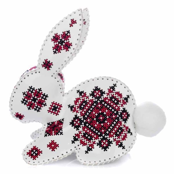 Faux Leather Cross-Stitch Kit &ndash; &ldquo;Rabbit with Ornament Pattern&rdquo; FLHL-124