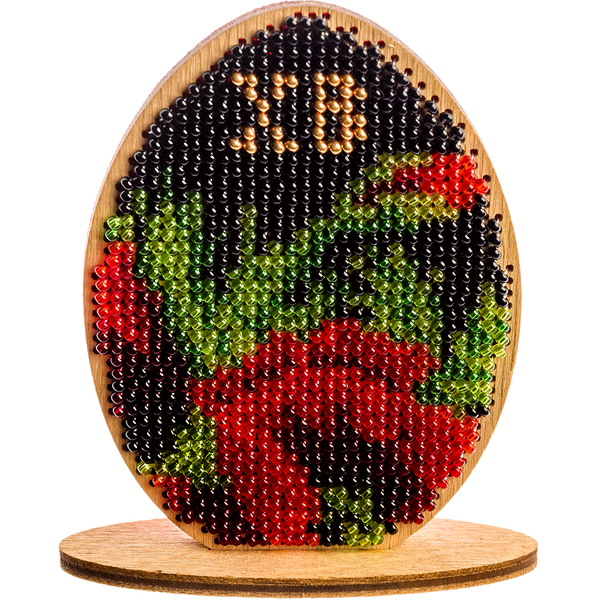 Wooden Bead Embroidery Kit &ndash; &ldquo;Easter Egg&rdquo; FLK-159