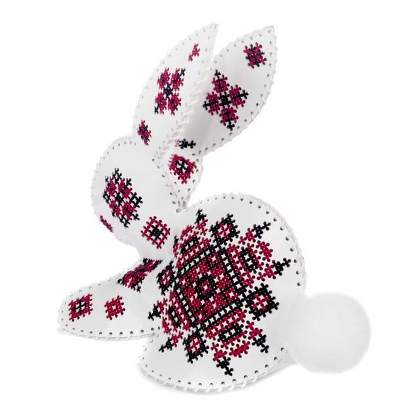 Faux Leather Cross-Stitch Kit &ndash; &ldquo;Rabbit with Ornament Pattern&rdquo; FLHL-124