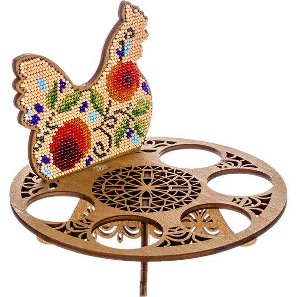 Wooden Bead Embroidery Kit &ndash; &ldquo;Easter Egg Stand &ndash; Hen&rdquo; FLK-260